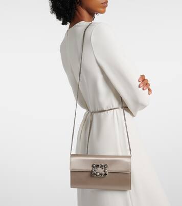 Envelope embellished satin clutch | Roger Vivier