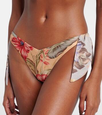 Coco bow-detail floral bikini bottoms | Zimmermann