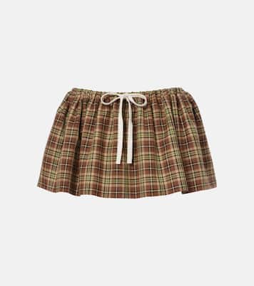 Plaid virgin wool miniskirt  | Miu Miu