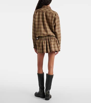 Plaid virgin wool miniskirt  | Miu Miu