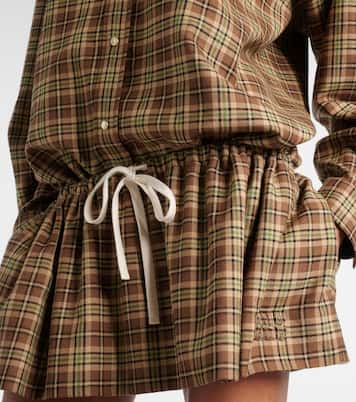 Plaid virgin wool miniskirt  | Miu Miu