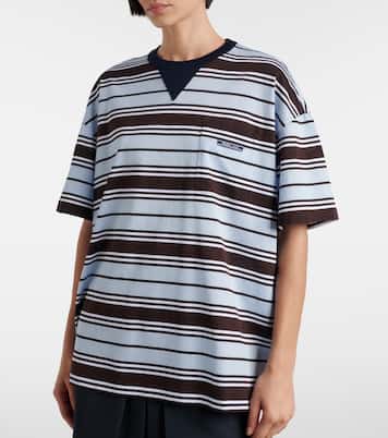T-shirt rayé en coton | Prada