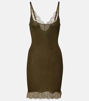 Lace-trimmed silk jersey slip dress | Saint Laurent