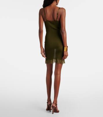 Lace-trimmed silk jersey slip dress | Saint Laurent