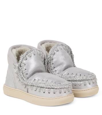 Embroidered shearling-lined suede boots | Mou Kids