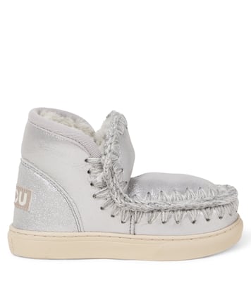 Embroidered shearling-lined suede boots | Mou Kids