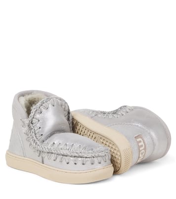 Embroidered shearling-lined suede boots | Mou Kids