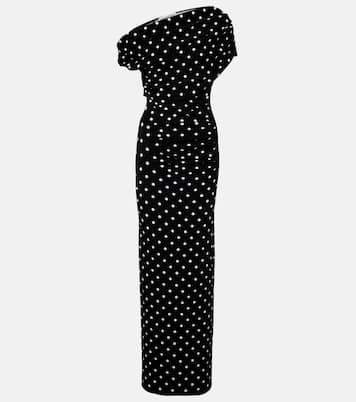 Polka-dot asymmetric maxi dress | Self-Portrait