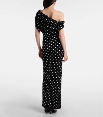 Polka-dot asymmetric maxi dress | Self-Portrait