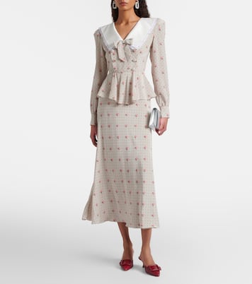 Floral polka-dot silk midi dress | Alessandra Rich