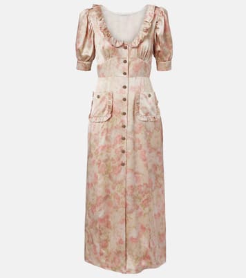 Floral silk satin midi dress | Alessandra Rich