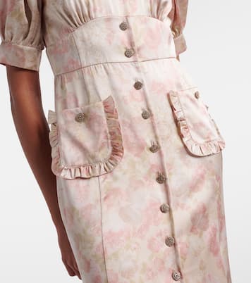 Floral silk satin midi dress | Alessandra Rich