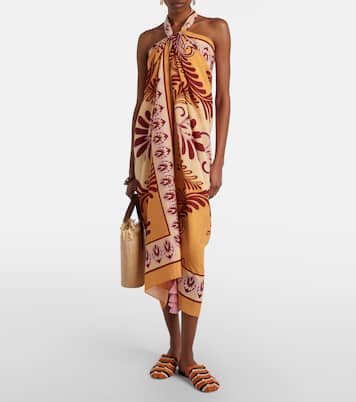 Basket Small fringed leather-trimmed tote bag | Farm Rio