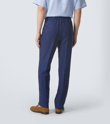Pinstripe wool and linen straight pants | Rubinacci