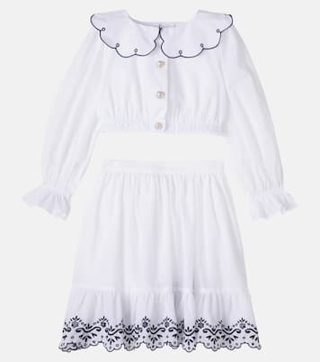 Embroidered cotton top and skirt set | Patachou