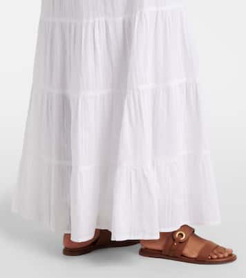 Jupe longue Dee en coton à volants | Melissa Odabash
