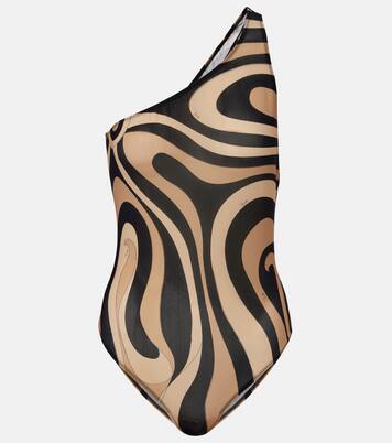 Marmo one-shoulder mesh swimsuit | Pucci