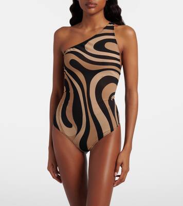 Marmo one-shoulder mesh swimsuit | Pucci