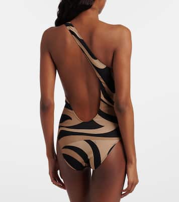 Marmo one-shoulder mesh swimsuit | Pucci
