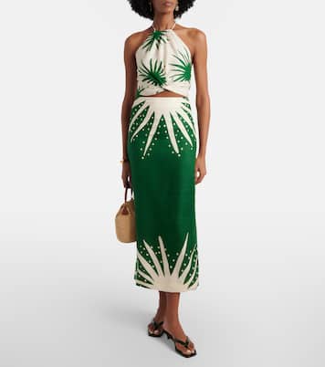 Bruna亚麻印花中长半身裙 | Cala de la Cruz