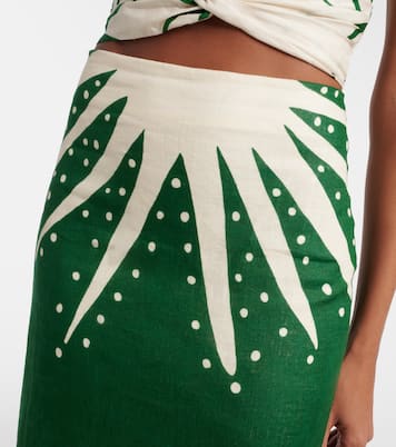 Bruna亚麻印花中长半身裙 | Cala de la Cruz