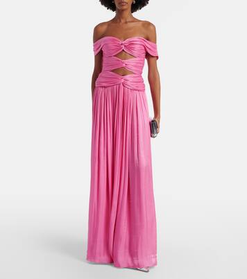 Cutout Lurex georgette gown | Costarellos