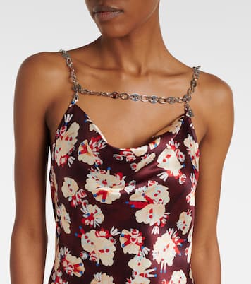 Chain-detail floral silk maxi dress | Rabanne