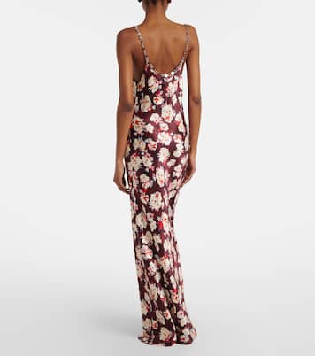 Chain-detail floral silk maxi dress | Rabanne