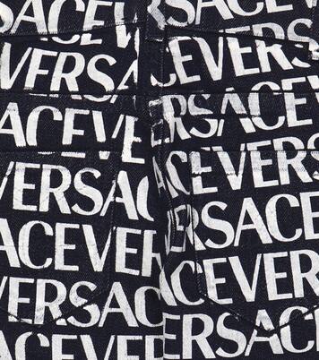 Logo print cotton jeans | Versace Kids