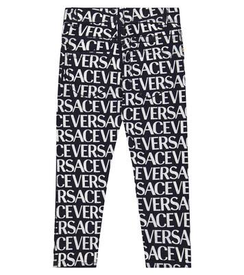 Logo print cotton jeans | Versace Kids
