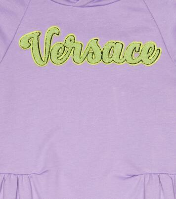 Logo cotton hoodie dress | Versace Kids