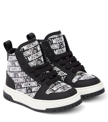 Logo high-top leather sneakers | Moschino Kids