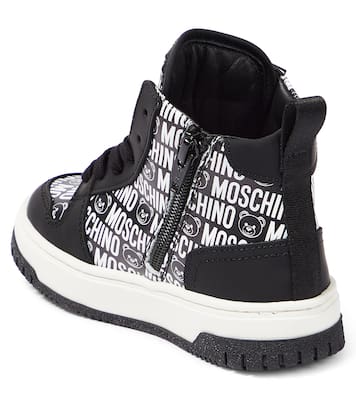 Logo high-top leather sneakers | Moschino Kids