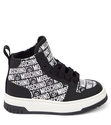 Logo high-top leather sneakers | Moschino Kids