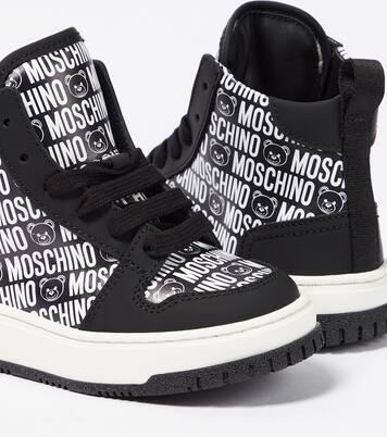 Logo high-top leather sneakers | Moschino Kids