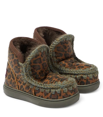 Shearling-lined leopard-print suede sneakers | Mou Kids