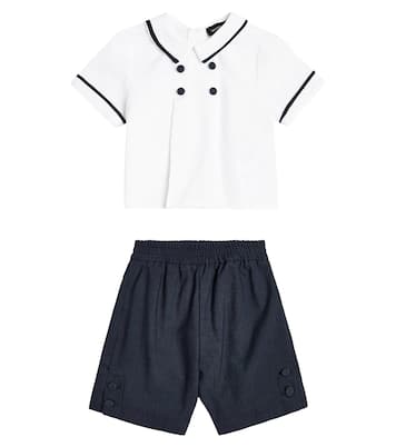 Cotton and linen shirt and pants set | Monnalisa