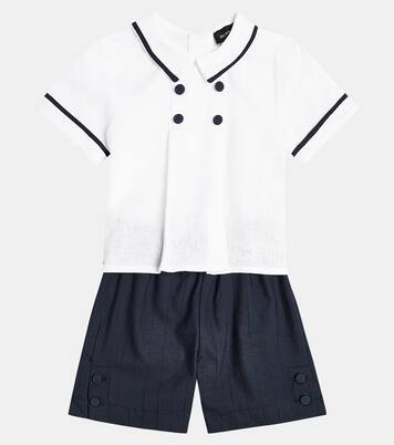 Cotton and linen shirt and pants set | Monnalisa