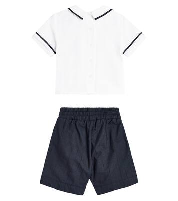 Cotton and linen shirt and pants set | Monnalisa