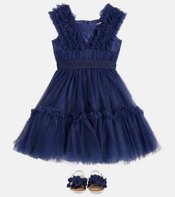 Glitter leather-trimmed sandals | Monnalisa