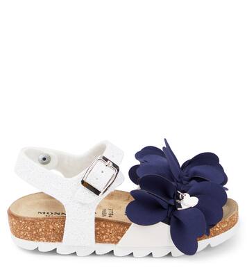 Glitter leather-trimmed sandals | Monnalisa