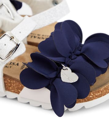 Glitter leather-trimmed sandals | Monnalisa