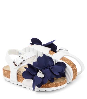 Glitter leather-trimmed sandals | Monnalisa