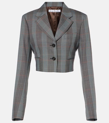 Jaza checked cropped wool-blend blazer  | Acne Studios