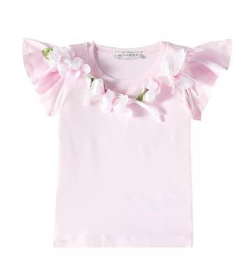 Camiseta de algodón con apliques florales | Monnalisa