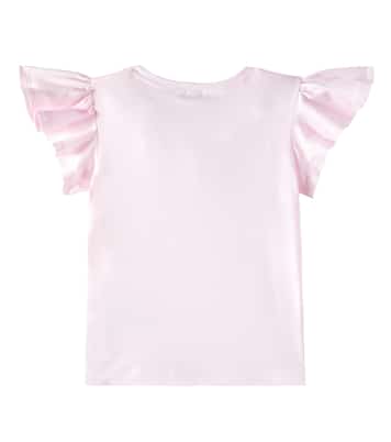 Camiseta de algodón con apliques florales | Monnalisa