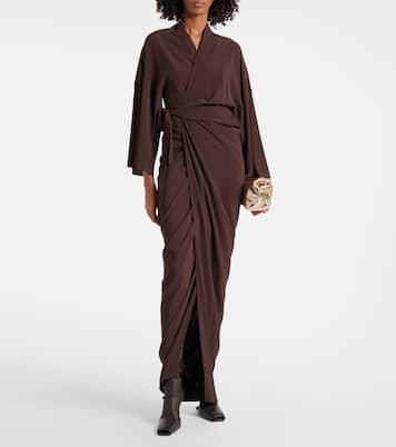 Abito lungo a portafoglio in raso | Rick Owens