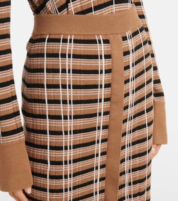 체크 울 실크 맥시 스커트 | Joseph