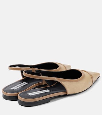 Leather-trimmed raffia slingback flats | Victoria Beckham