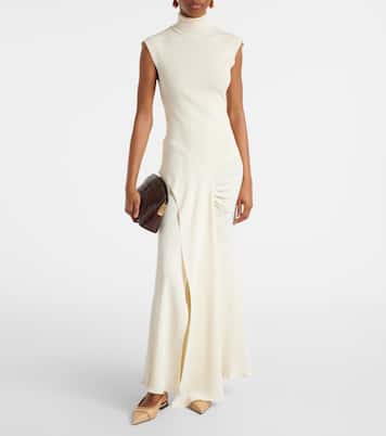 Leather-trimmed raffia slingback flats | Victoria Beckham